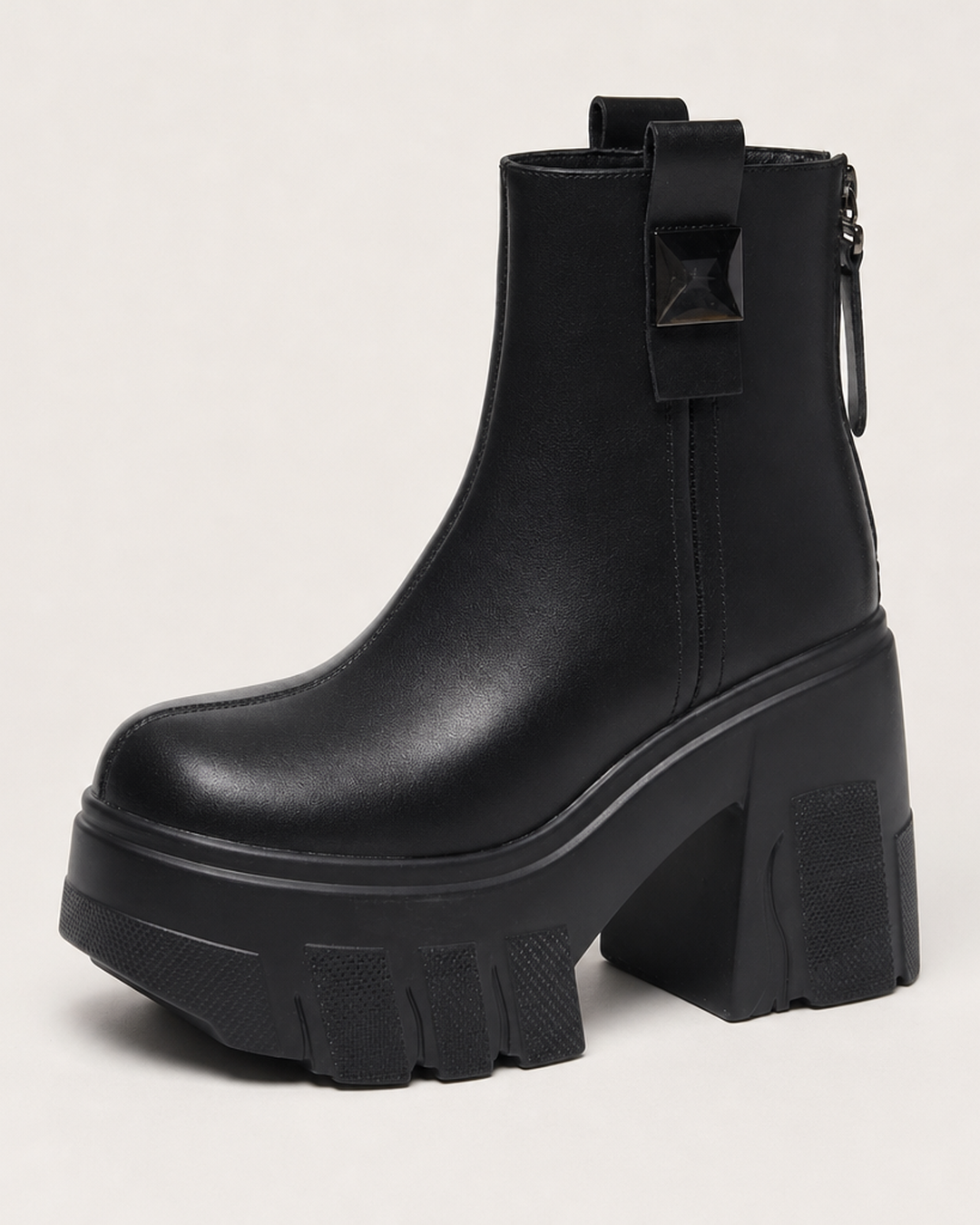 Bonita | Platform Block Heel Ankle Boots With Back Zip