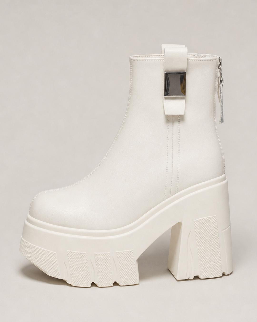 Bonita | Platform Block Heel Ankle Boots With Back Zip