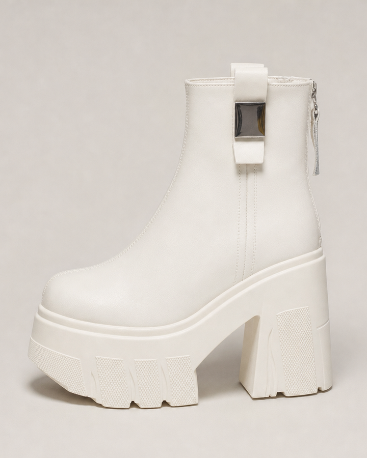 Bonita | Platform Block Heel Ankle Boots With Back Zip