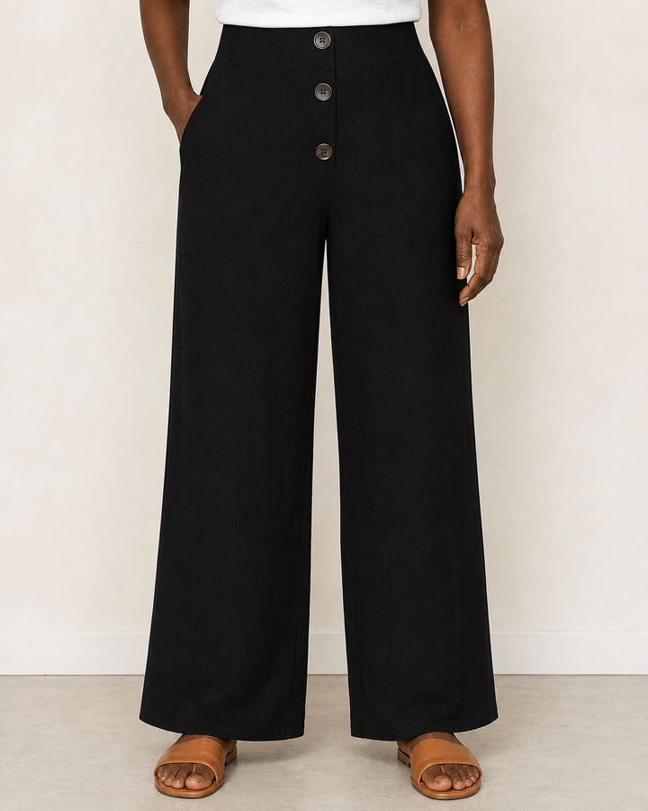 Sharon | Breathable High-waist Pants — Black