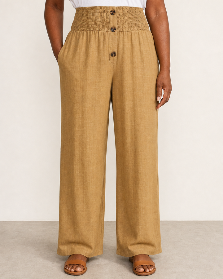 Sharon | Breathable High-waist Pants — Khaki