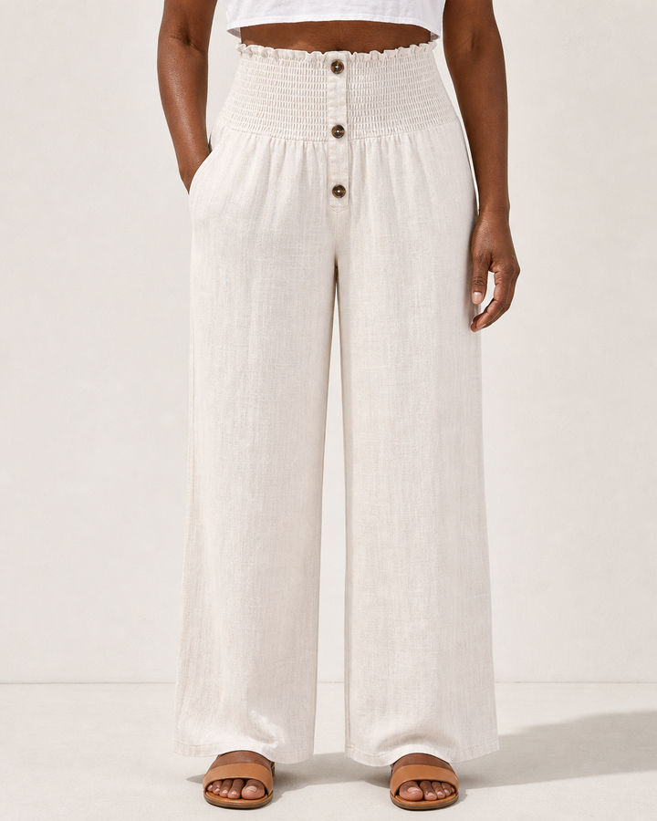 Sharon | Breathable High-waist Pants — White