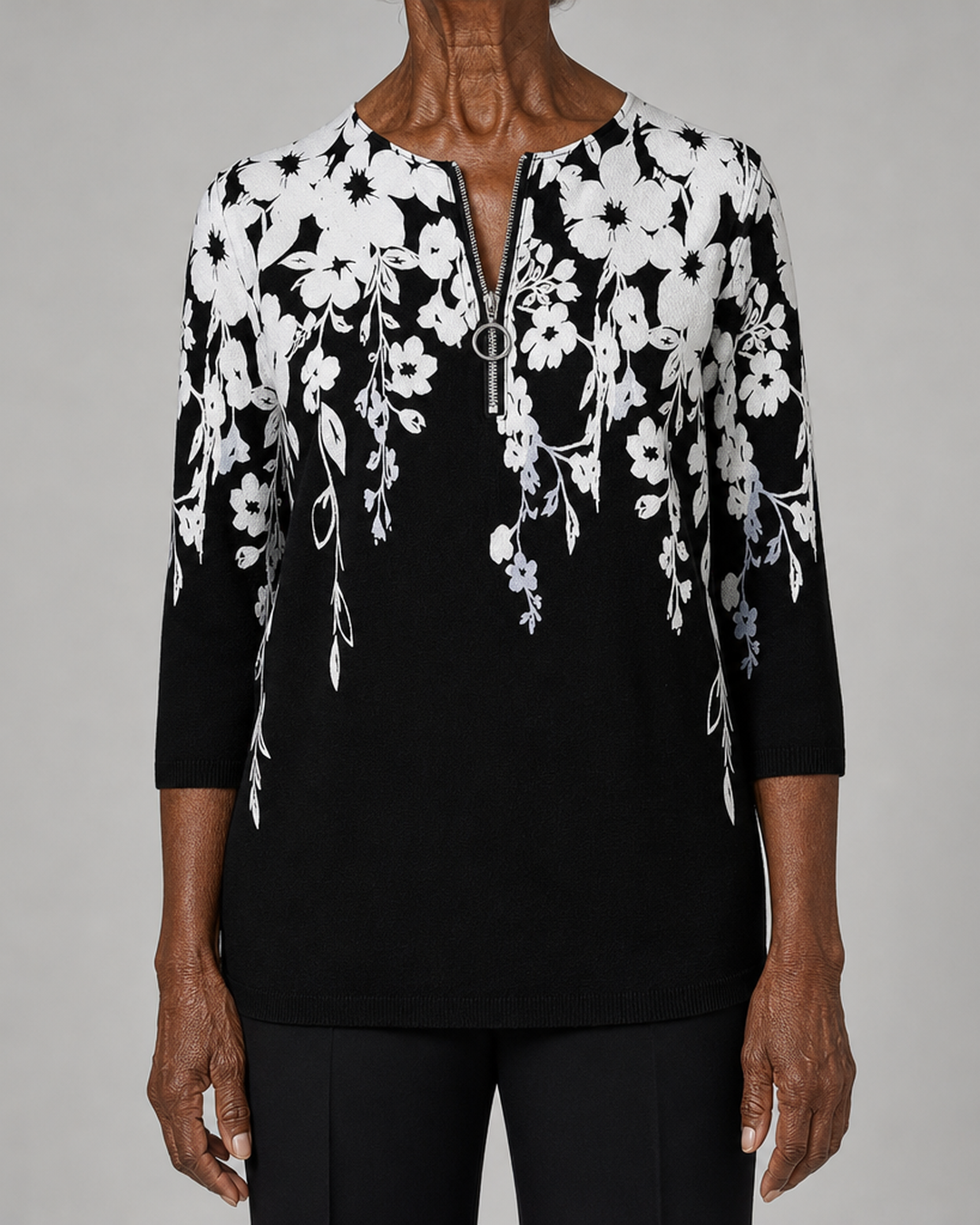 Sheila | Floral Zip-Neck Sweatshirt