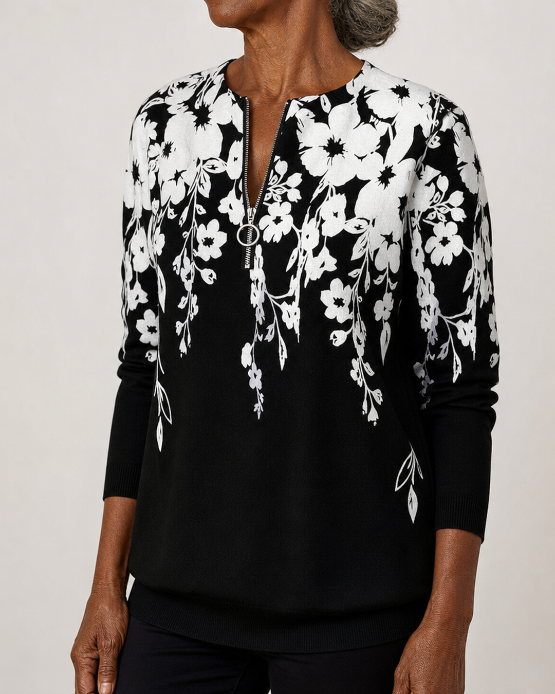Sheila | Floral Zip-Neck Sweatshirt