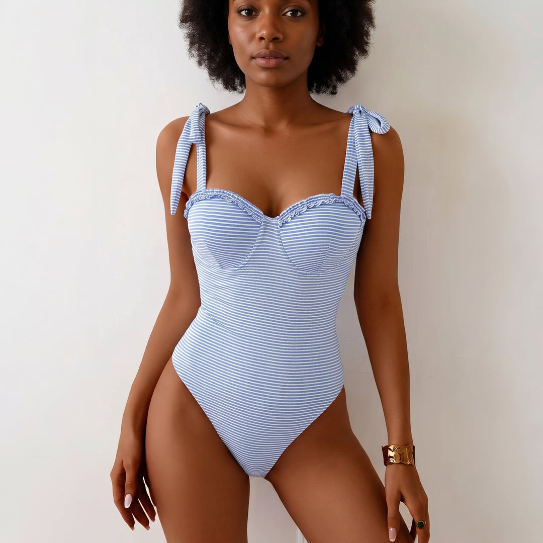 Tiana | Sculpted Blue Sky Swimsuit