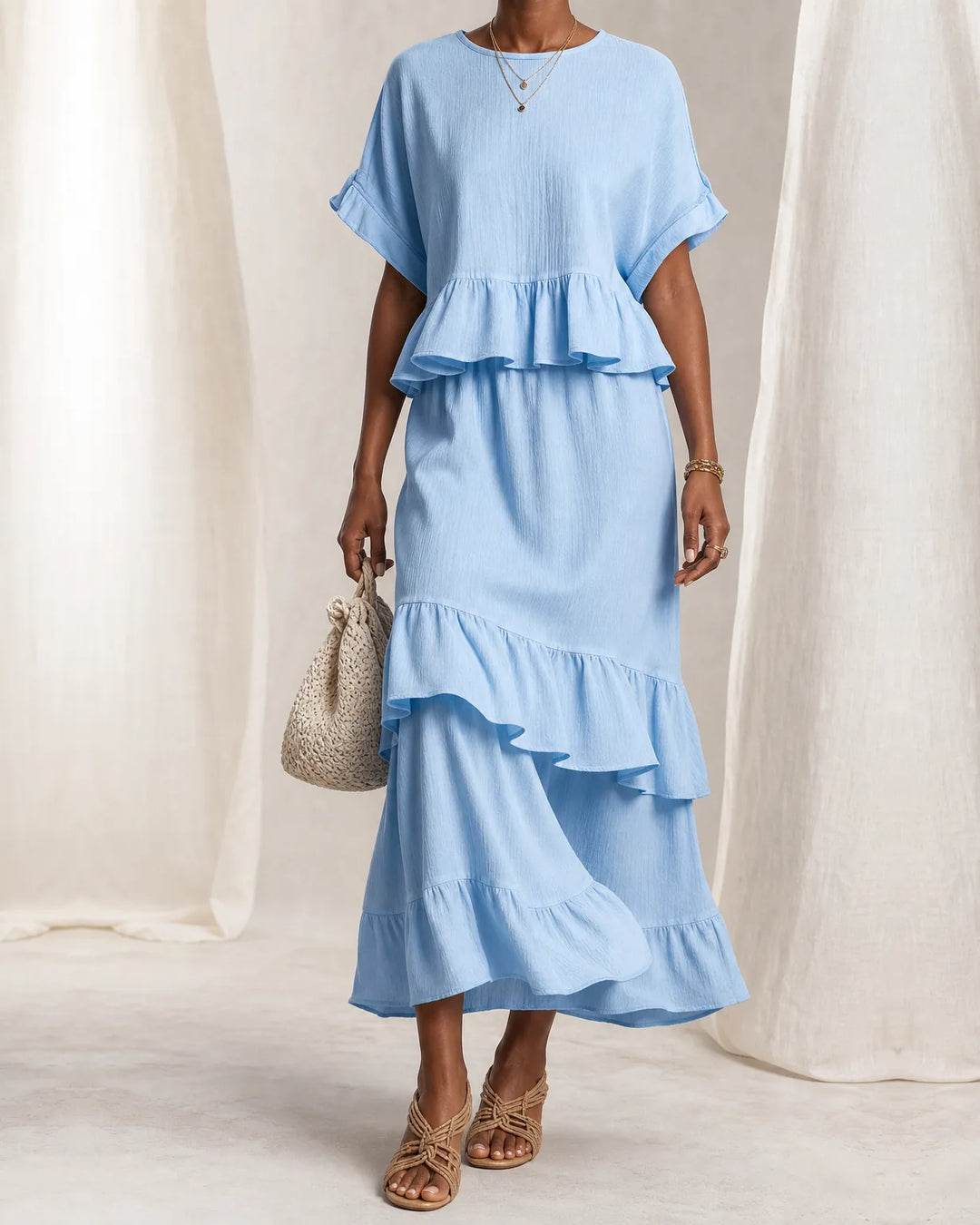 Kaia | Tiered Ruffle Top & Skirt Set
