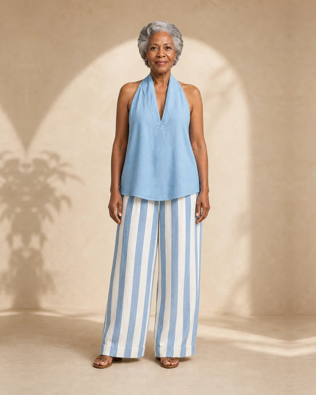 Alani | Halter Top & Striped Wide-Leg Set