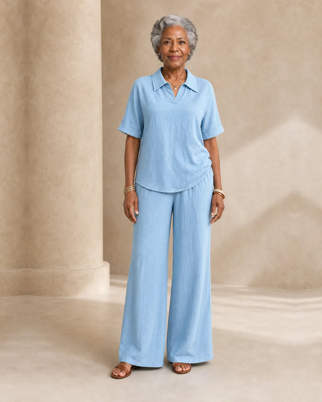 Jamila | Short-Sleeve Shirt & Wide-Leg Trouser Set