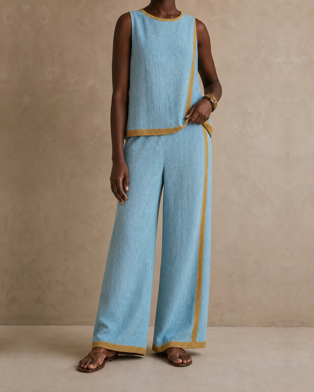 Renata | Sleeveless Side-Stripe Maxi Dress