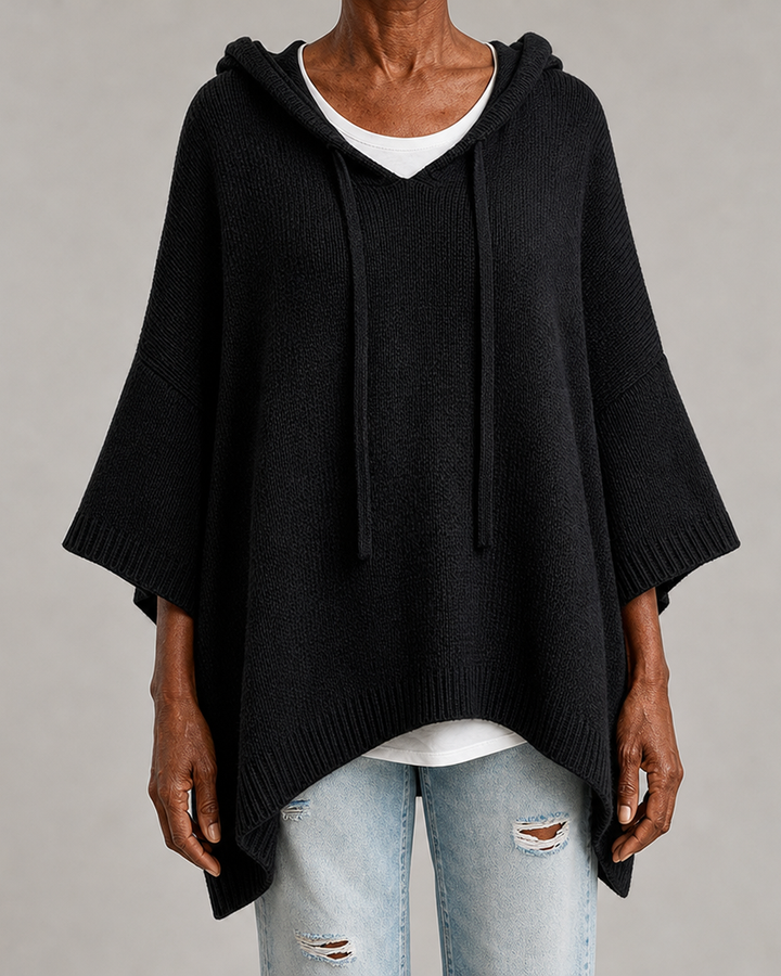 Sophie | Black Poncho Sweater