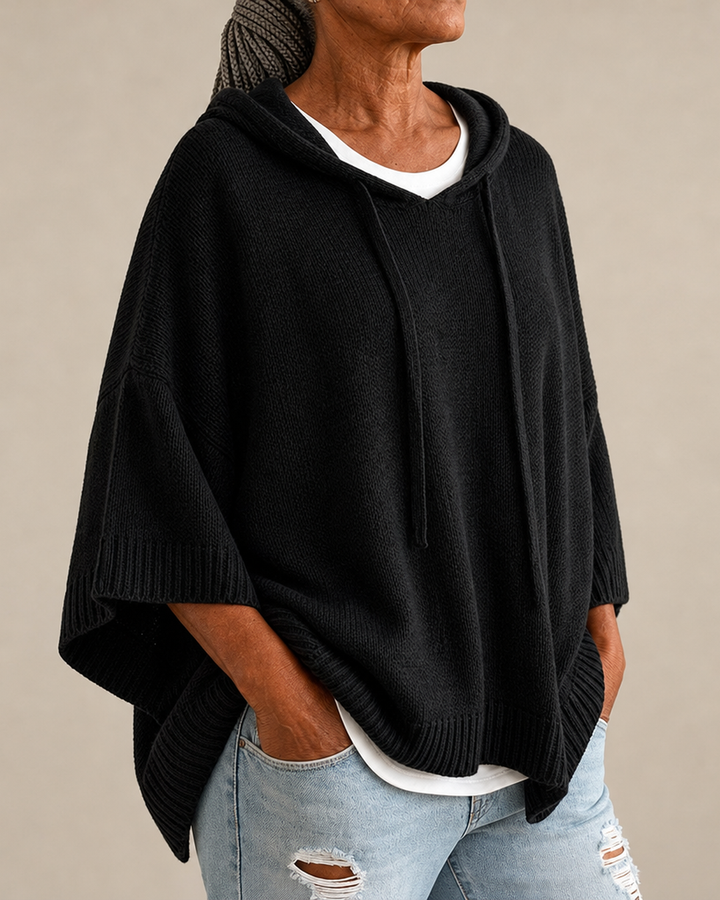 Sophie – Black Poncho Sweater