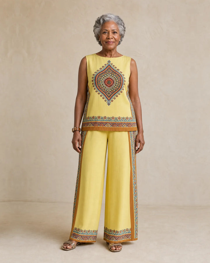 Sierra | Sleeveless Print Top & Wide-Leg Set
