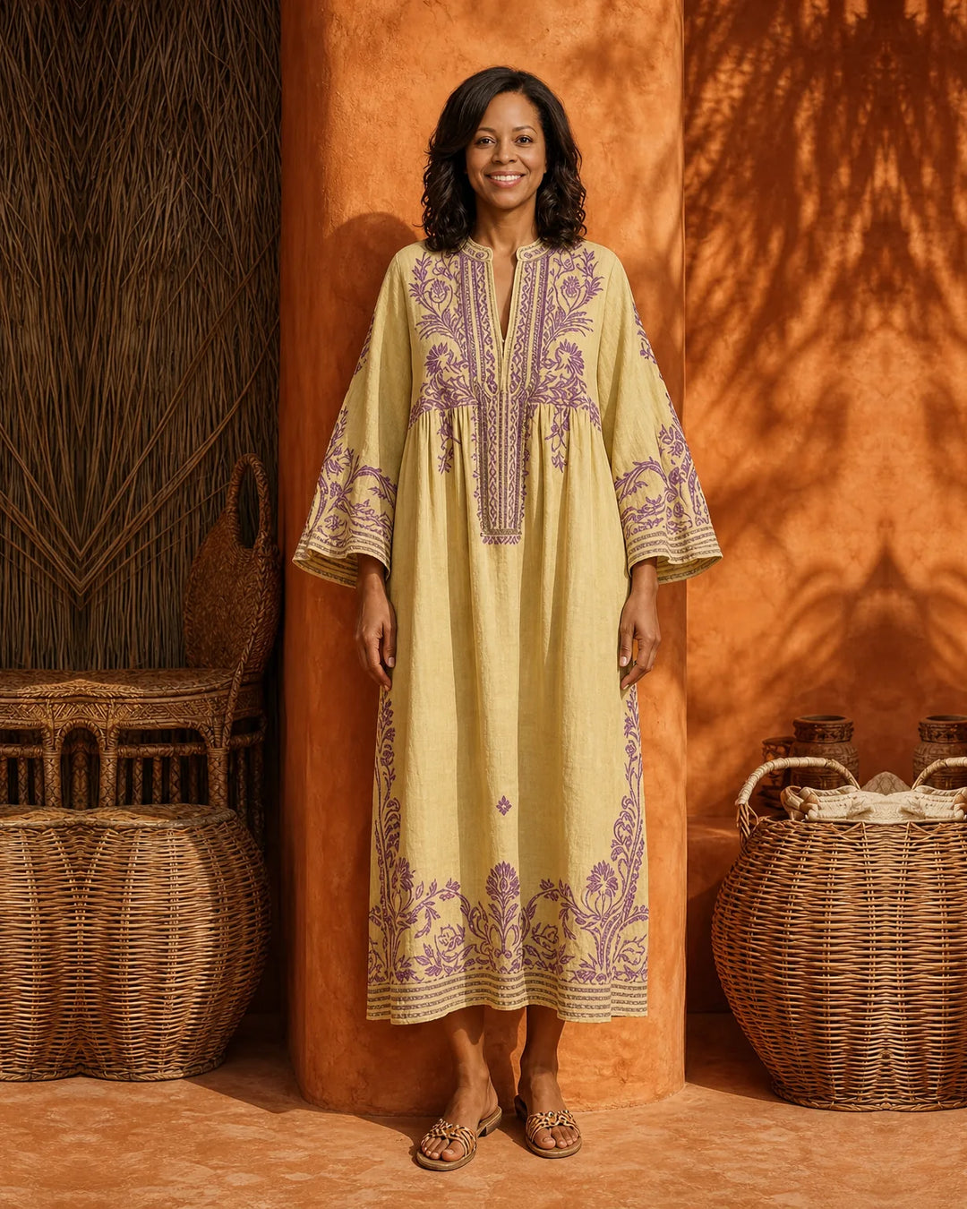 Tiana | Embroidered Mediterranean Maxi Dress