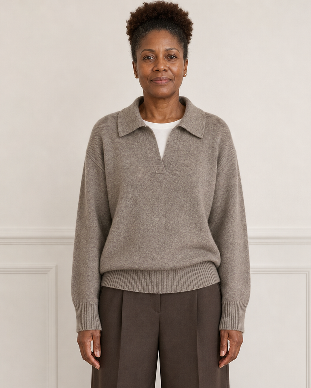 Sweater | met V-hals en lange mouwen
