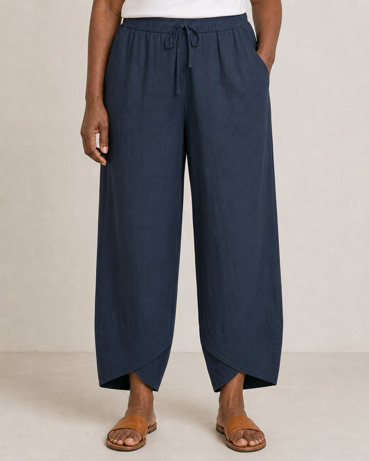 Tarni | Chic Breathable Summer Pants — Navy Blue