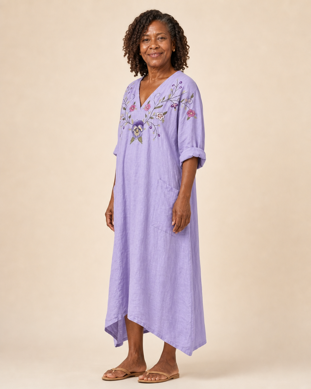 Deneshia | Lavender Embroidered Maxi Dress