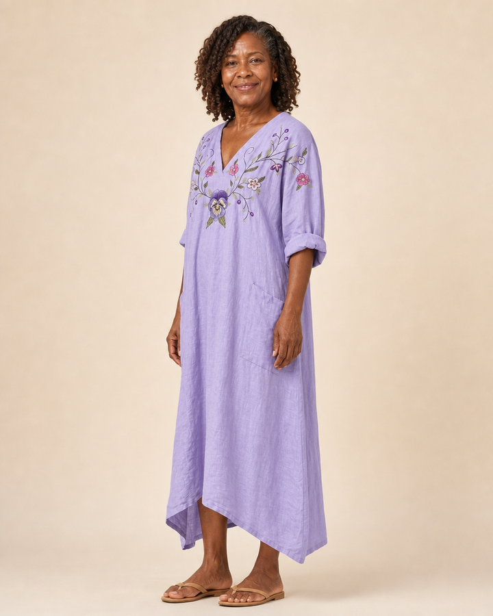 Deneshia | Lavender Embroidered Maxi Dress