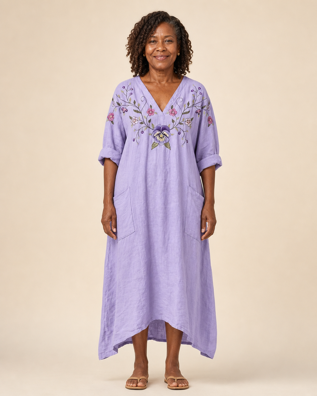 Deneshia | Lavender Embroidered Maxi Dress