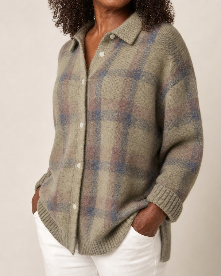 Taylor | Cozy Checked Knit Cardigan