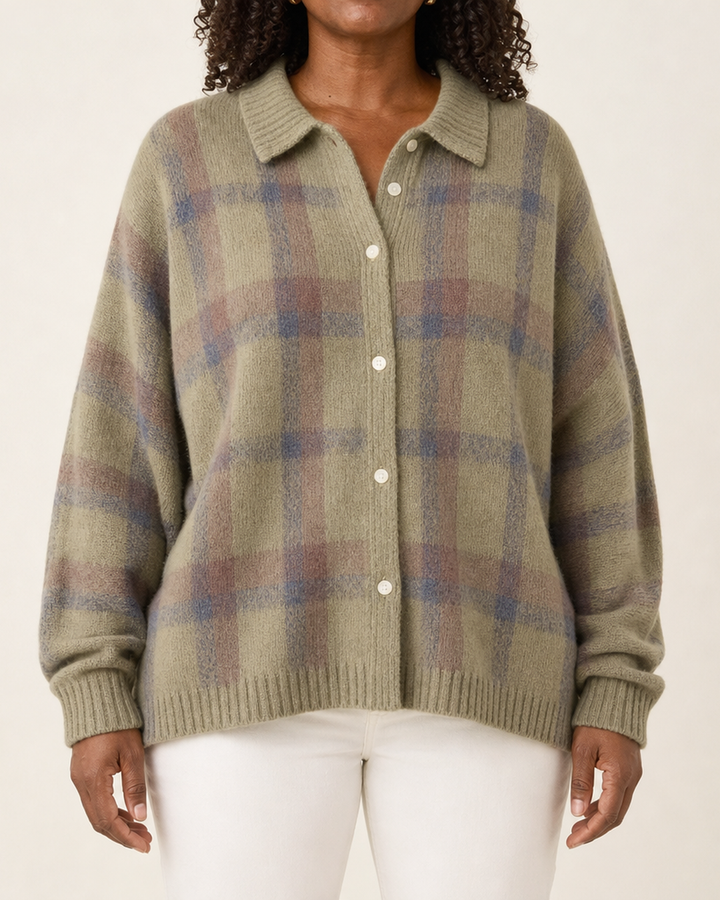 Taylor | Cozy Checked Knit Cardigan