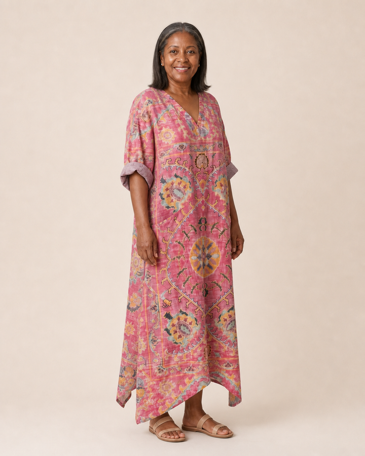 Sharlene | Magenta Medallion Relaxed Maxi Dress