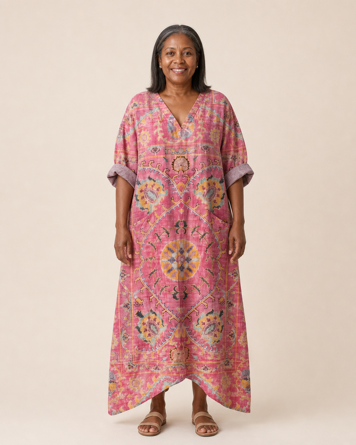 Sharlene | Magenta Medallion Relaxed Maxi Dress