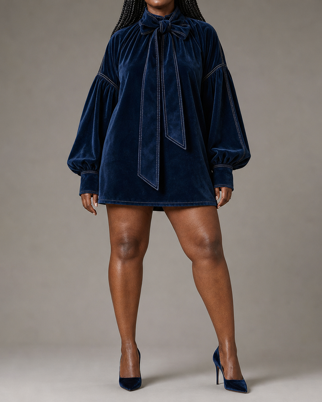 Georgetta | Velvet Mini Dress With Knot
