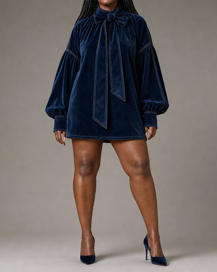 Georgetta | Velvet Mini Dress With Knot