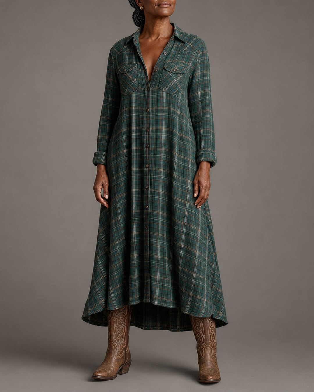 Valentine | Robe Longue à Carreaux
