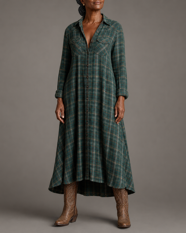 Valentine | Robe Longue à Carreaux