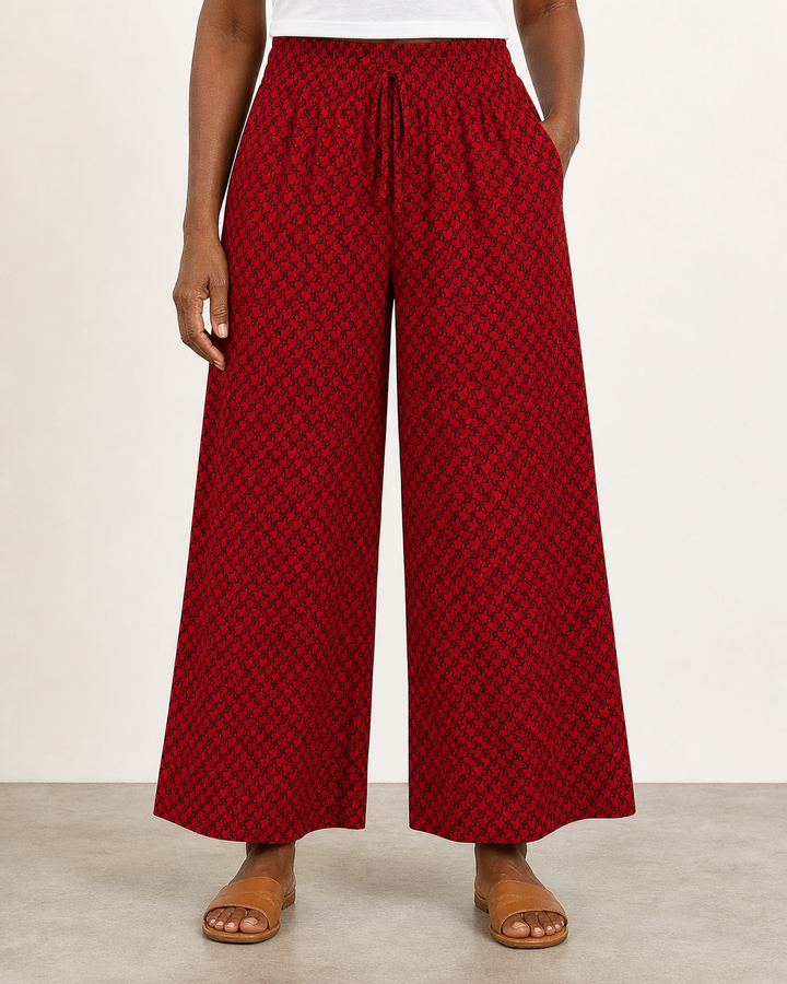 Vera | Elegant Relaxed Wide-leg Pants — Red