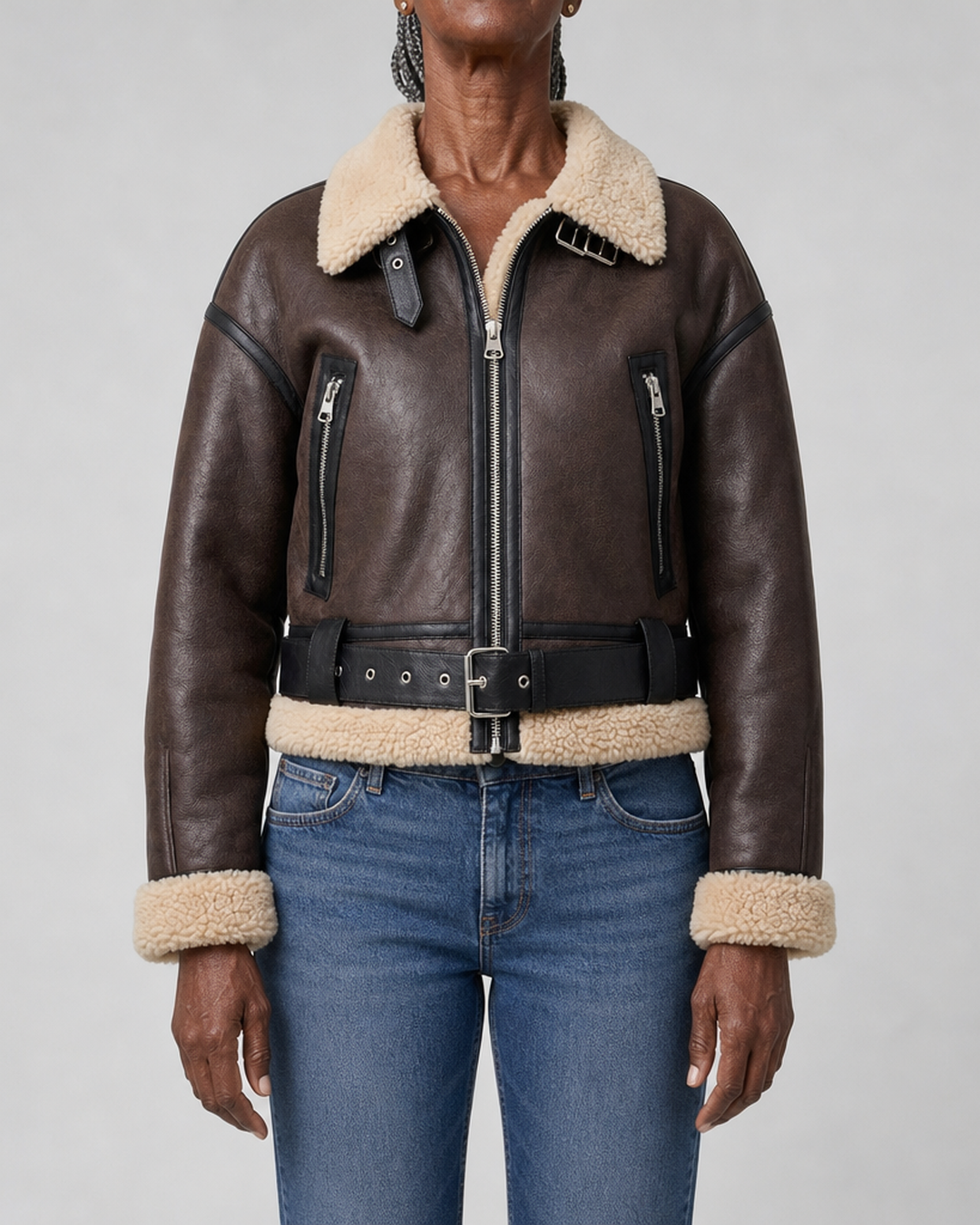 Verena | Cropped Aviator Bomber Jacket