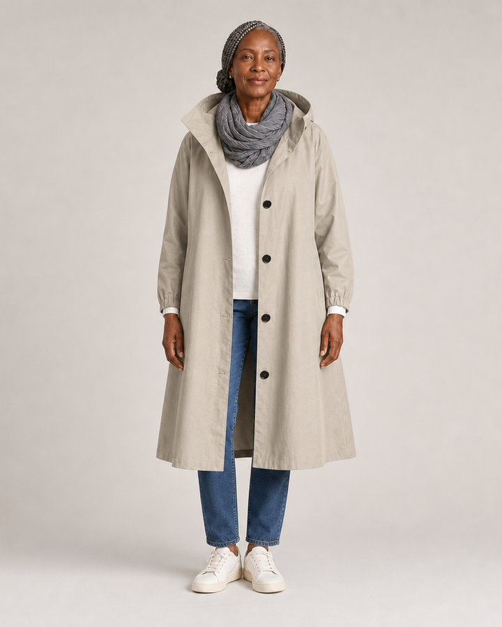 Verna | Hooded Trench Coat - Beige