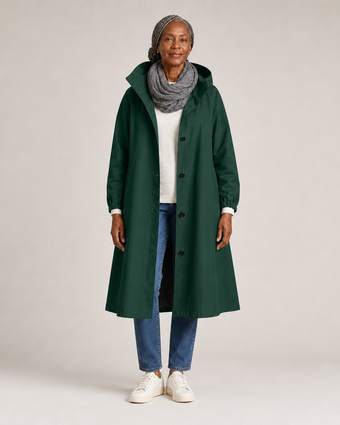 Verna | Hooded Trench Coat - Dark Green