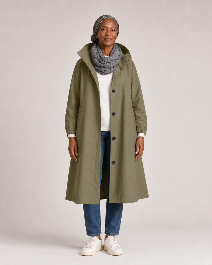 Verna | Hooded Trench Coat - Forest Green