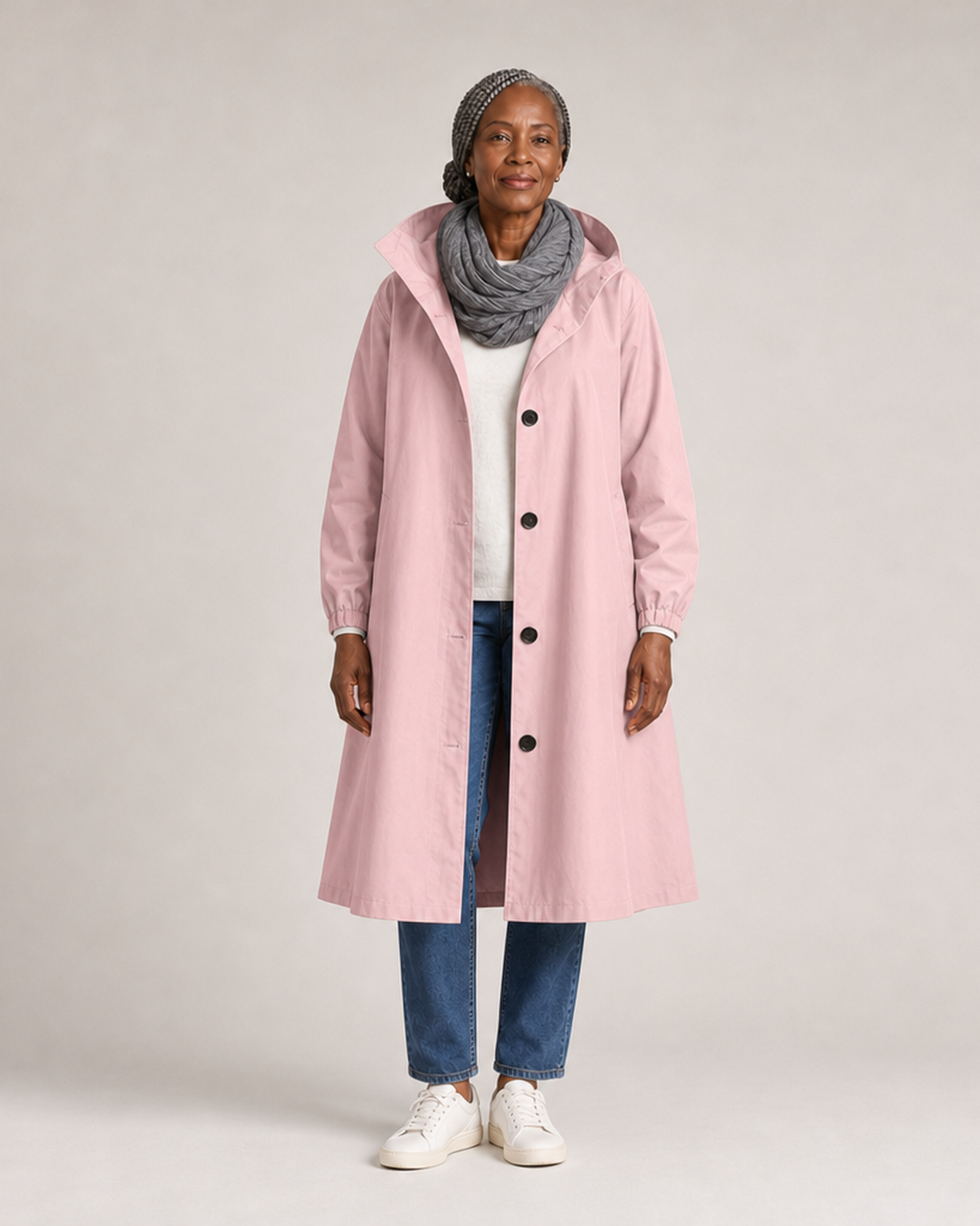 Verna | Hooded Trench Coat - Light Pink