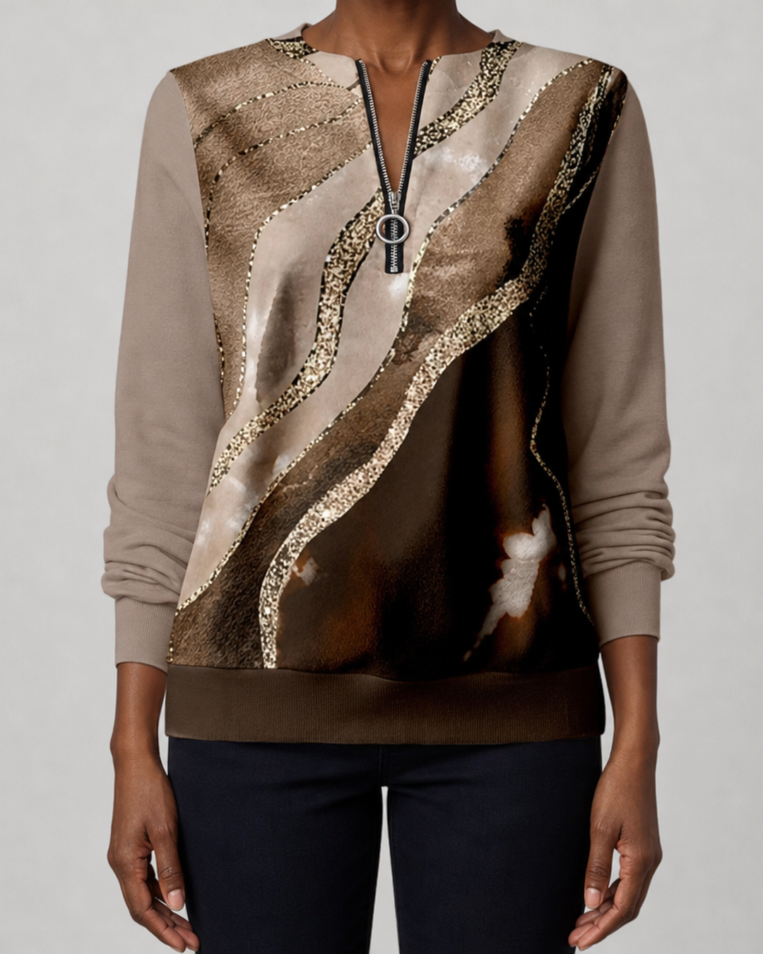 Verona | Artful Zip-Neck Sweatshirt