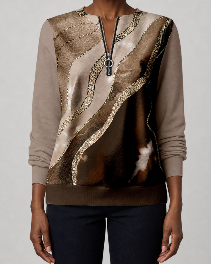 Verona | Artful Zip-Neck Sweatshirt