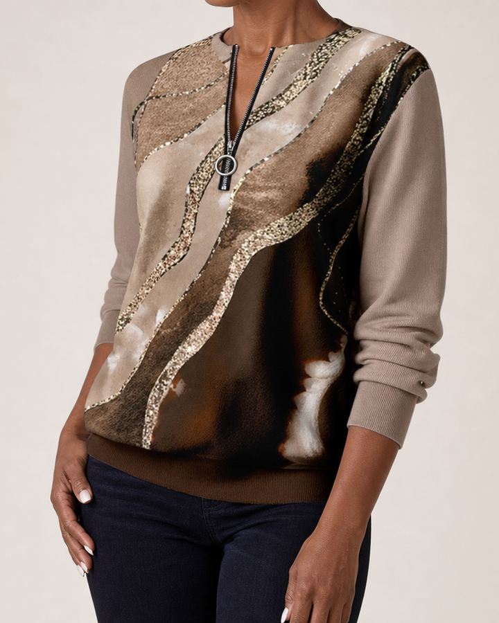 Verona | Artful Zip-Neck Sweatshirt