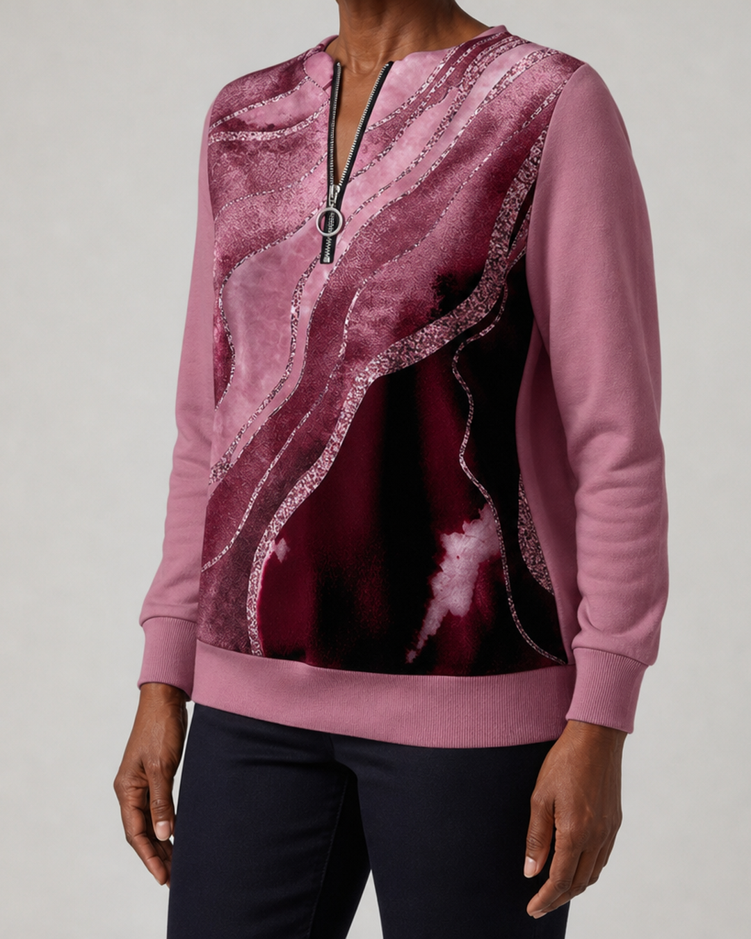 Verona | Artful Zip-Neck Sweatshirt