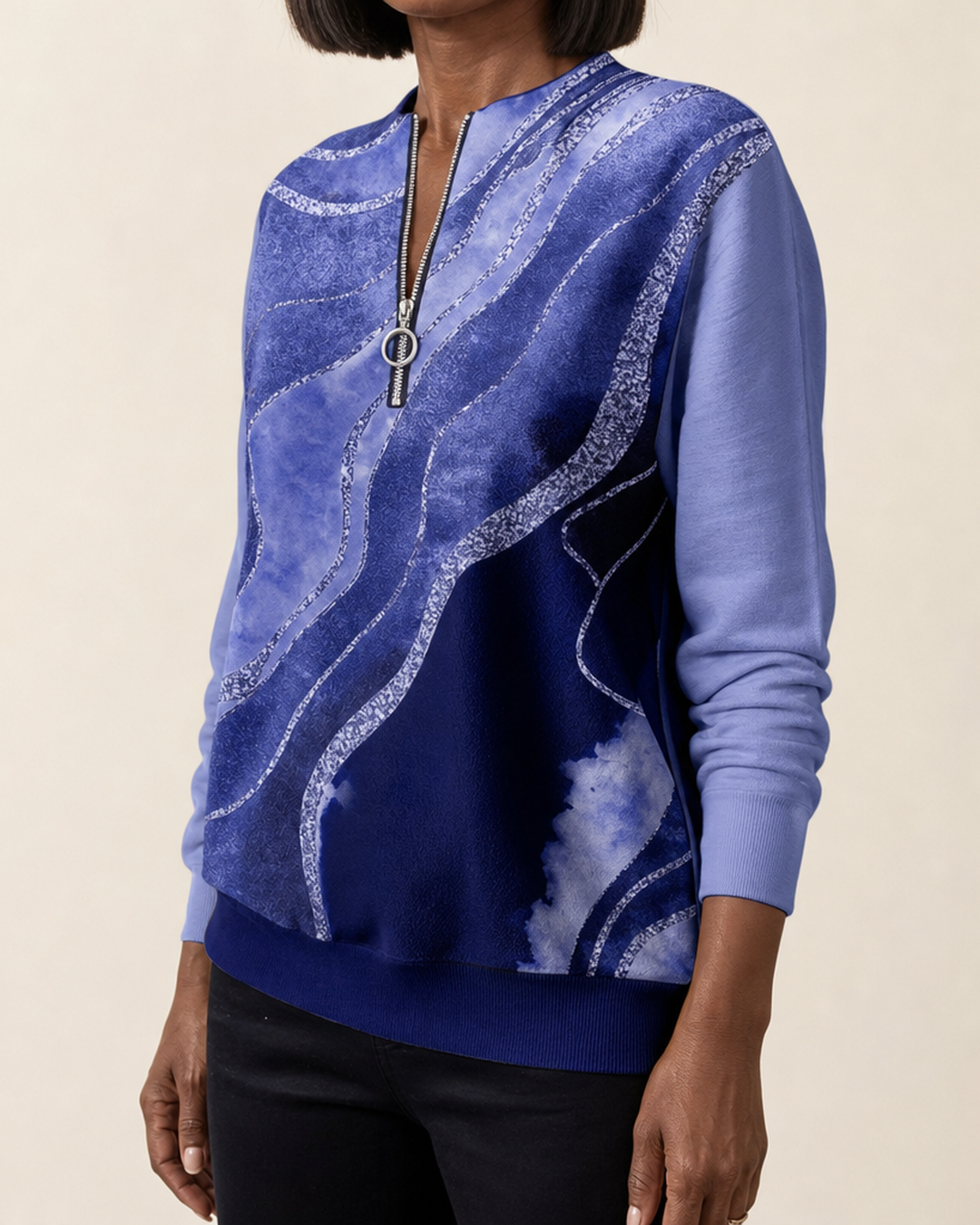 Verona | Artful Zip-Neck Sweatshirt