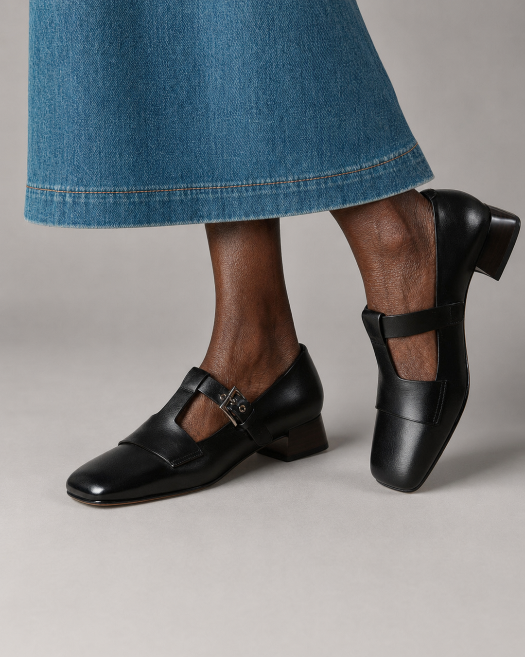 Irene | Genuine Leather Heels - Black