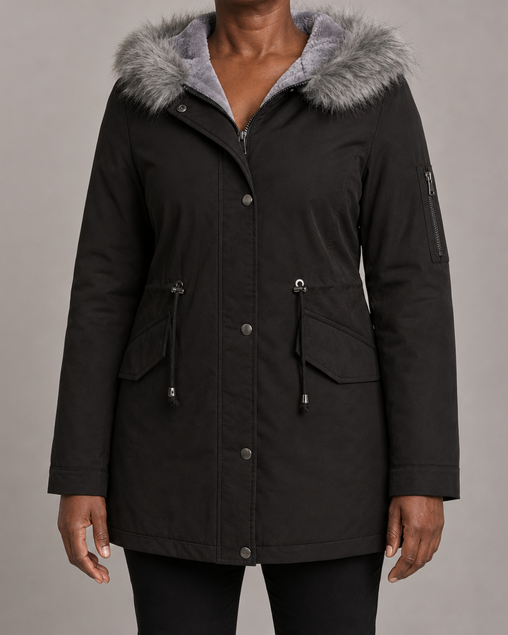 Vivian | Faux-Fur Hooded Parka - Black
