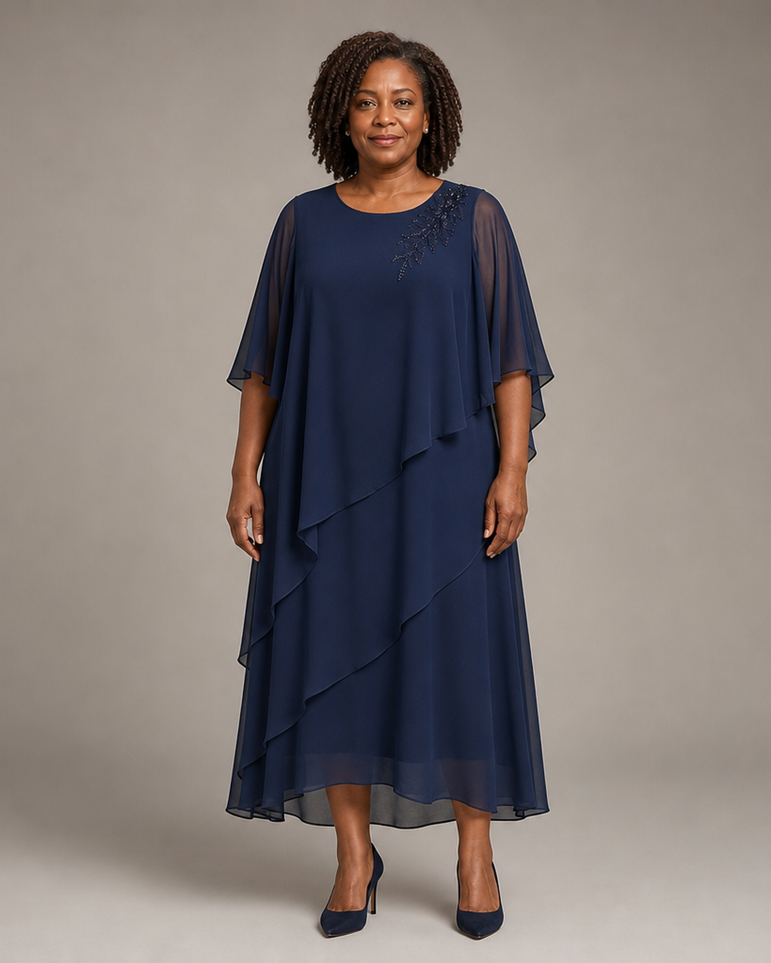 Vivienne Draped Layer Formal Occasion Dress