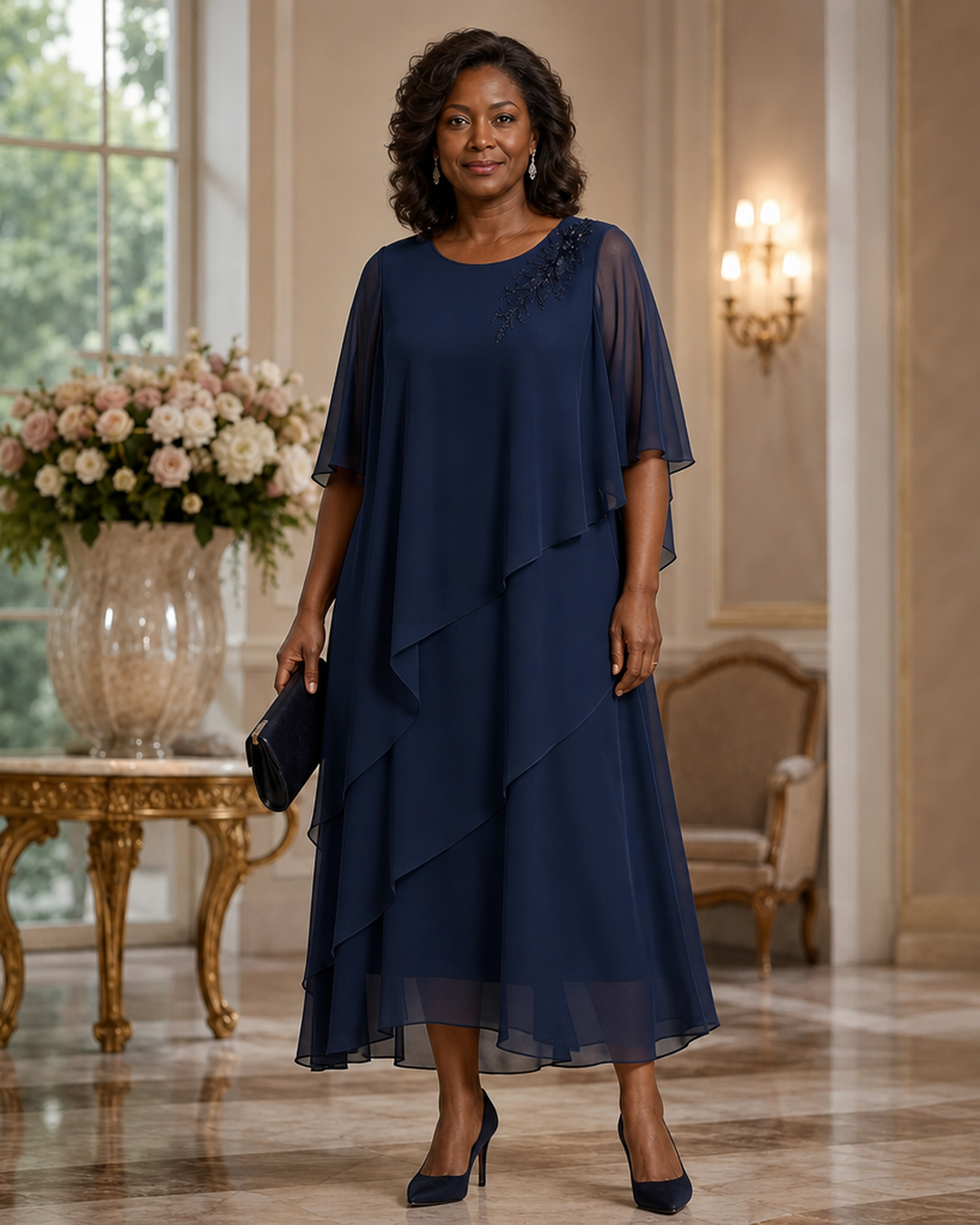 Vivienne Draped Layer Formal Occasion Dress