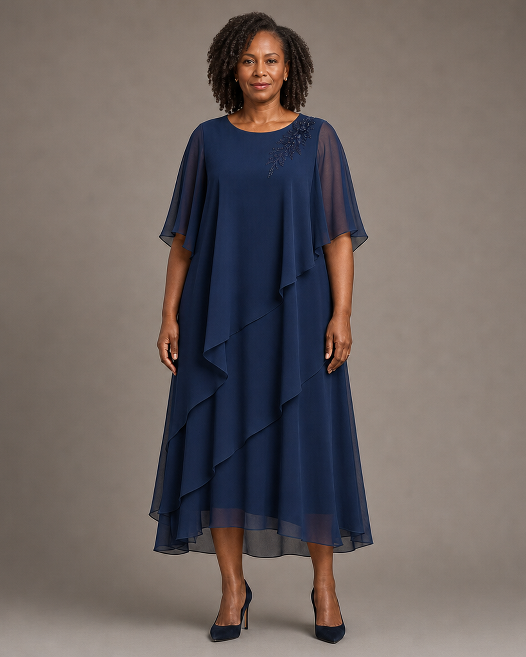 Vivienne Draped Layer Formal Occasion Dress