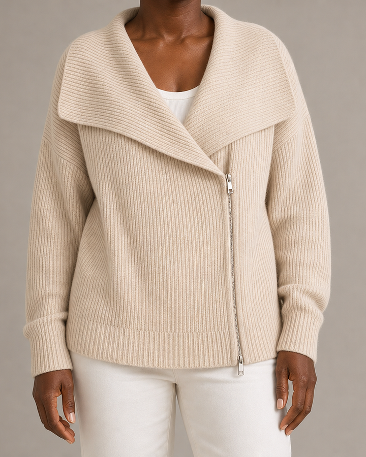 Vivienne | Oversized Collar Ribbed Knit Cardigan