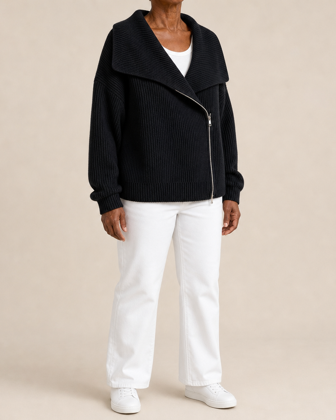 Patricia | Oversized Collar Ribbed Knit Coat