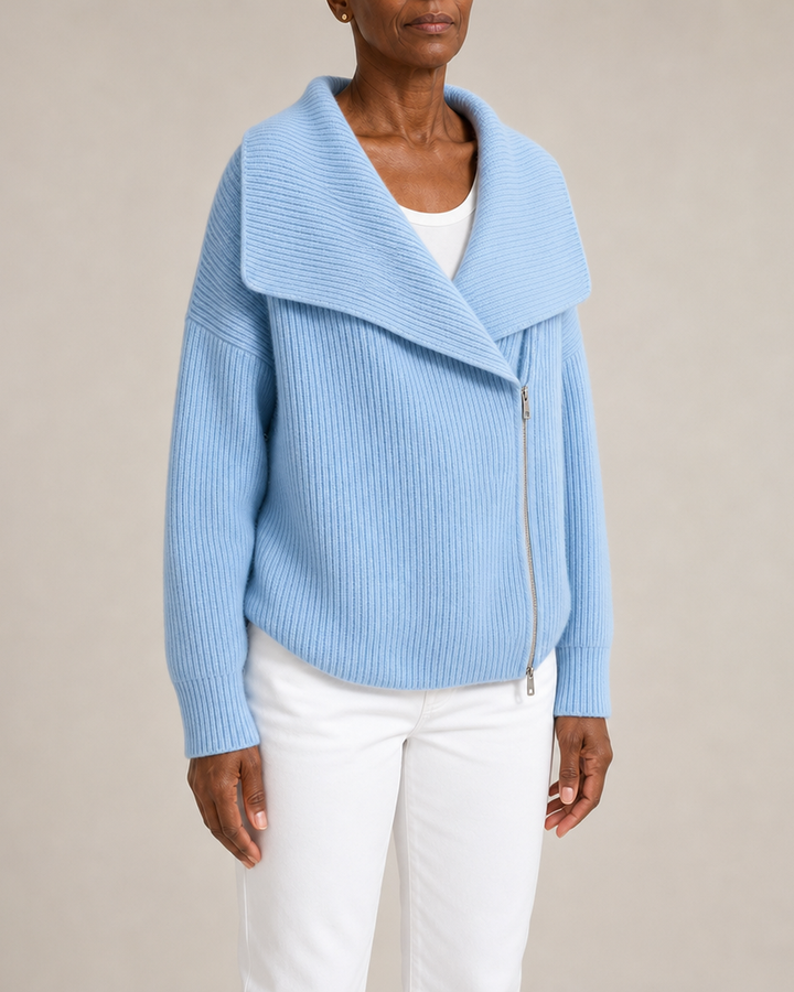 Patricia | Oversized Collar Ribbed Knit Coat