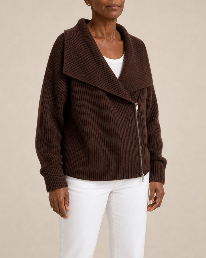 Patricia | Oversized Collar Ribbed Knit Coat